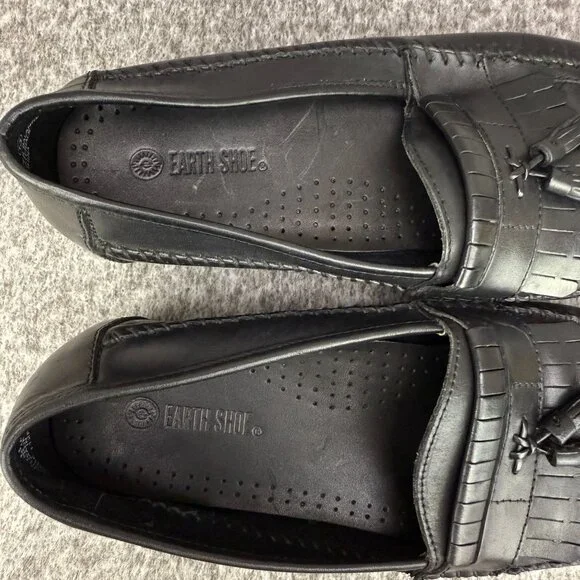 ✅Earth Shoe Mens 13 Alan II Black Leather Tassel Kilti Slip-On Moc Toe Loafers - Picture 4 of 12